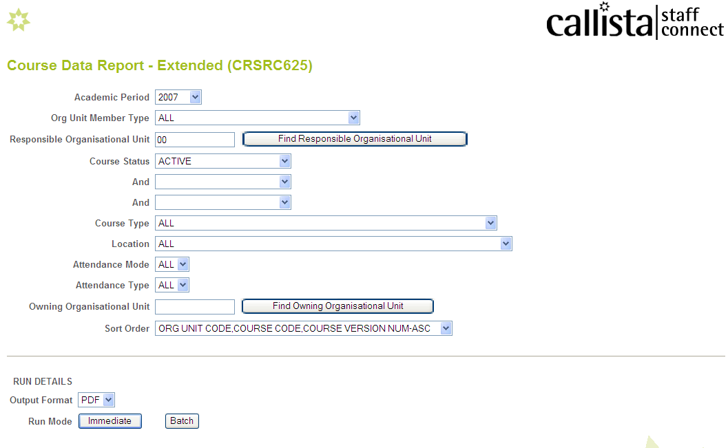 example of screen layout