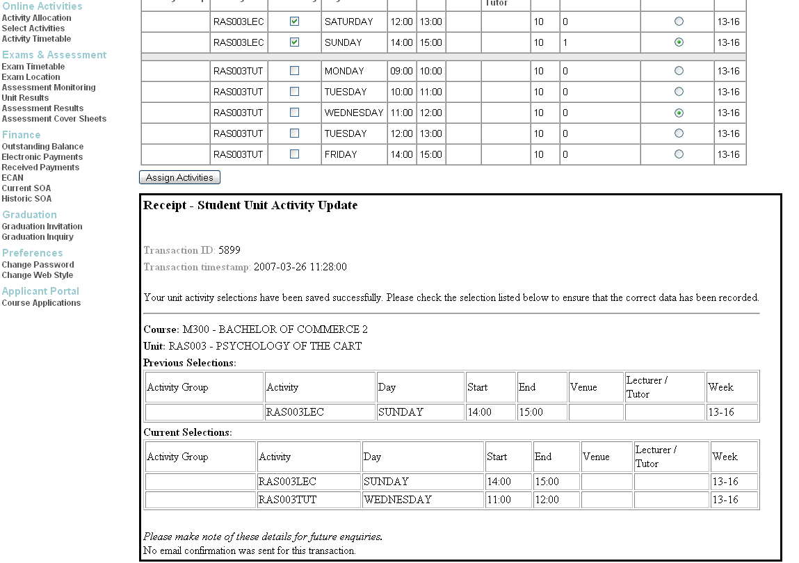 SCA transaction after