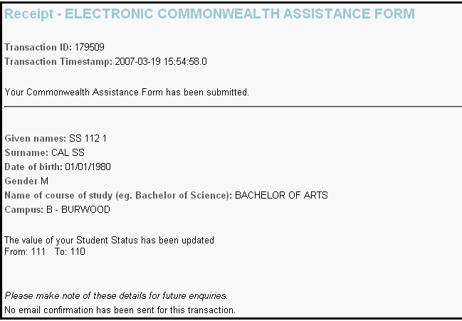 receipt for ecaf