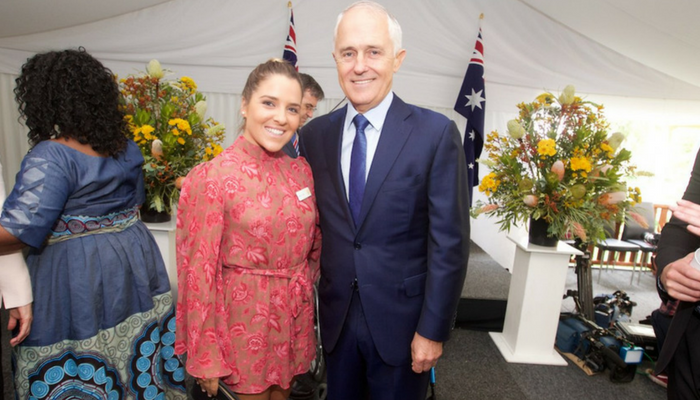 CDU Student with then prime minister Malcom Turnbull
