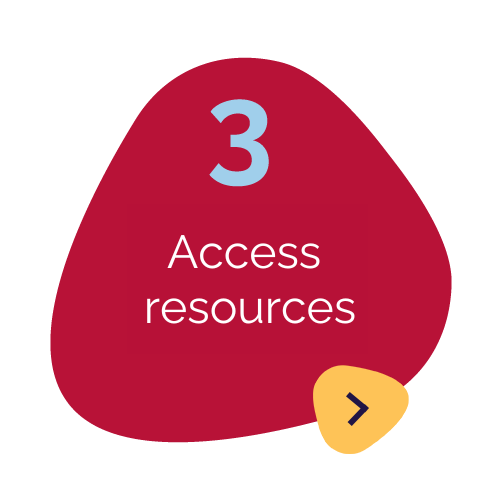 Red petal with text in the middle "3. Access resources"