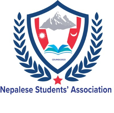 Nepalese student association logo in blue and red colour 