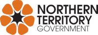 NT Government logo. Stylised flower in orange and black on left, with words "Northern Territory Government" on right in black