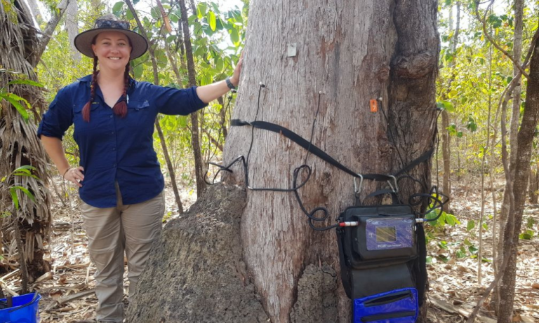 Enviro science student Kate out in the field