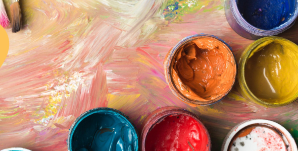 Tubs of coloured paint