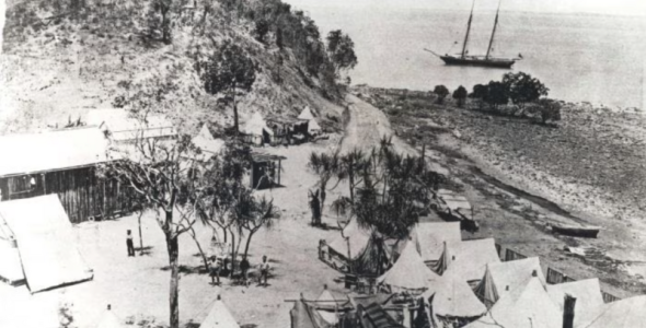 The settlers' camp at Port Darwin, 1869 - NT Archives