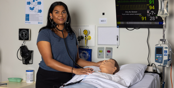 Health student with a stethoscope