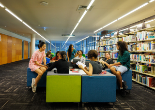 Group of students at the library