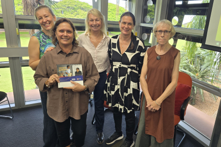 Dr Kate Golebiowska, Dr Tracy Woodroffe, Alicia Boyle, Professor Ruth Wallace, and Professor Kim Humphery at the launch.