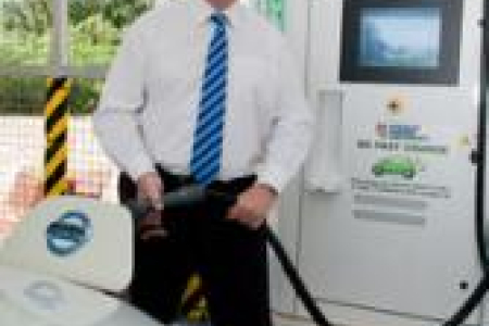 CDU Vice-Chancellor Professor Barney Glover at the new car charging station