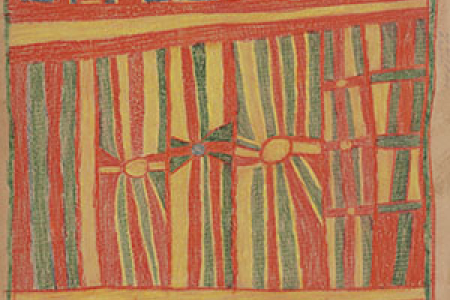 Bangaliwuy Marrawungu, Rirratjingu goannas & fishtrap 1947. © Estate of the artist.