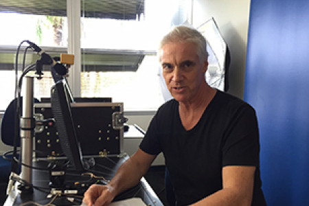 AusTalk Data Collection Manager Bruce Birch is recording the speech of long-term Territorians