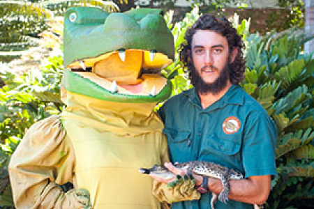 The trade fair at CDU has been a snapping success. Pictured: Crocodylus Park crocodile handler David Wemmen