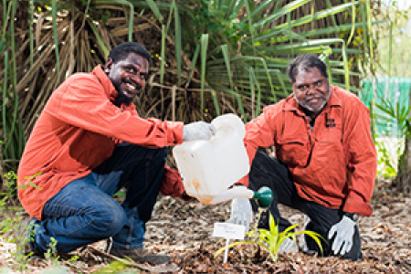 Fish River Station rangers at CDU Casuarina campus. From left: Stewart Brooks and Chris Miler