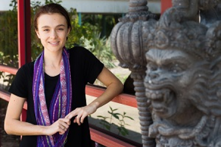 Education student Lara Whitehouse won the Bahasa Indonesia film competition award after learning the language for one year