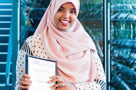 CDU Bachelor of Design student Naimo Abdiwahid is one of 78 students to receive a scholarship