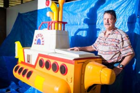 Peter Dowling used recyclable materials to create the “Yellow Fridgemarine”