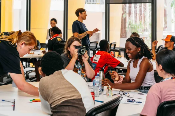Students participating in Coaching Young People for Success Workshop