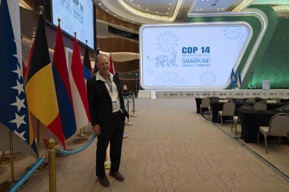 Prof Stephen Garnett at the Conference of the Parties to the Convention of Migratory Species in Samarkand, Uzbekistan. Photo: G. Barry Baker. 