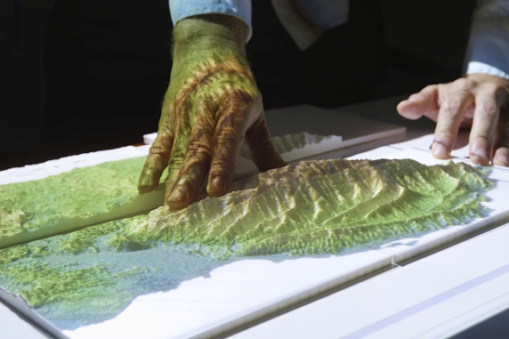 Rohan Fisher touches 3D printed Landscape Model