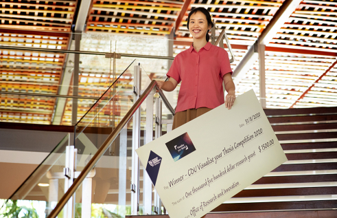 Dr Winnie Chen is pictured after winning the CDU leg of the Visualise your Thesis competition