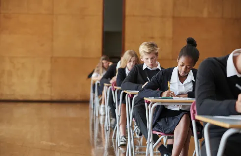 School children taking Year 12 exams