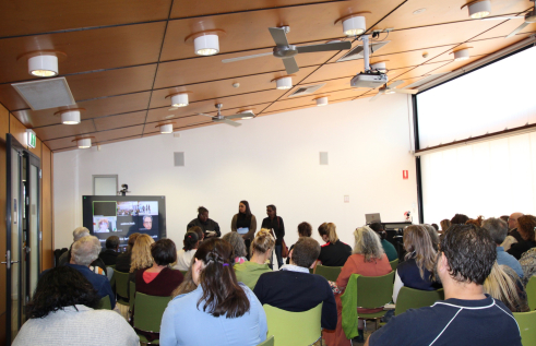Delegates at the Knowledge Intersections Symposium in Alice Springs last year. 