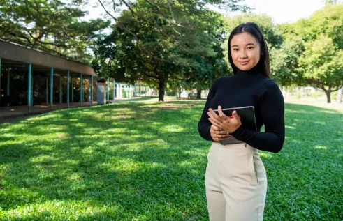 Law student Ade on campus