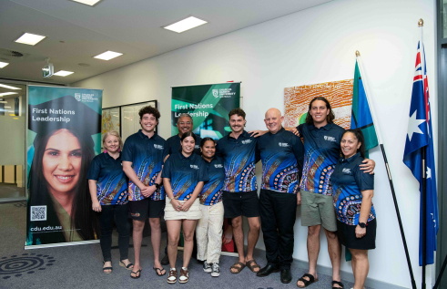 Indigenous Nationals team members pose with executives