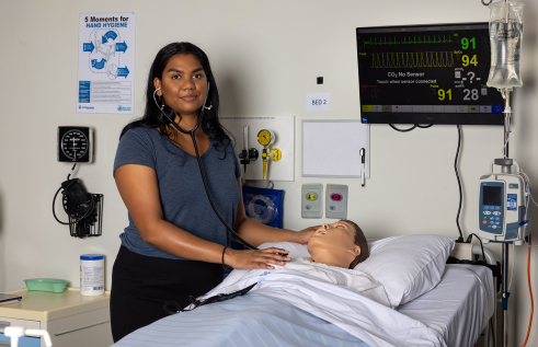 Health student with a stethoscope