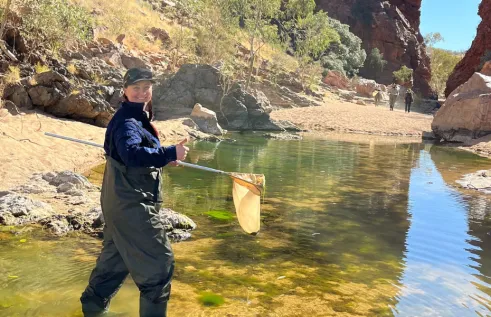 Enviro science student Kate out in the field in the NT