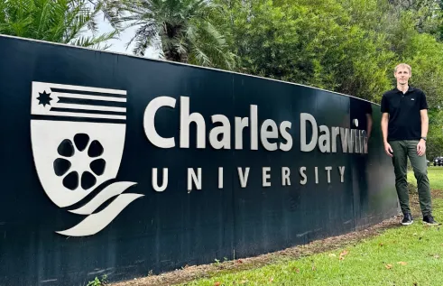 Mechanical engineer Adam on campus