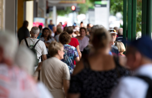 Tourists and Locals walking in the mall