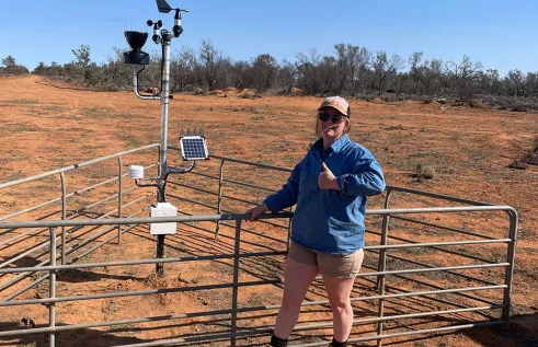 Samantha at a weather station