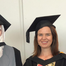 Margaret with her graduation gown on