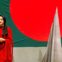 Nishat with flag