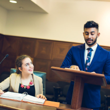 Law students in moot court