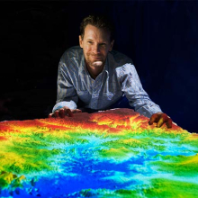 Charles Darwin University Researcher, Rohan Fisher, with the award-winning 3D mapping tool. 