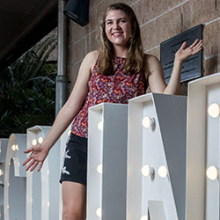 Bachelor of Science student Amy Bottolfsen begins her first year of study with O Week celebrations. Photo: Helen Orr