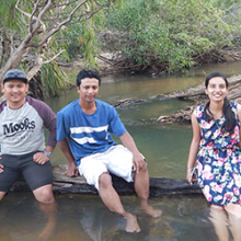 CDU environmental science students from left: Robin Lungeli-Magar, Razib Ahmed and Arashdeep Kaur Sandhu. Photo: Carla Eisemberg