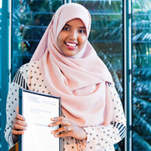 CDU Bachelor of Design student Naimo Abdiwahid is one of 78 students to receive a scholarship