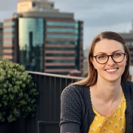 CDU Nursing student Michelle on the top of a roof in Sydney